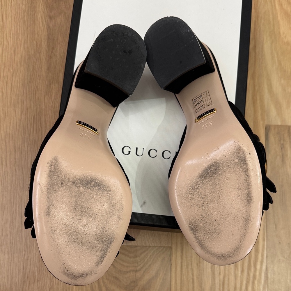 Gucci Marmont 75mm Mule Sandals – Black Suede – Size 37.5 - Picture 7 of 15